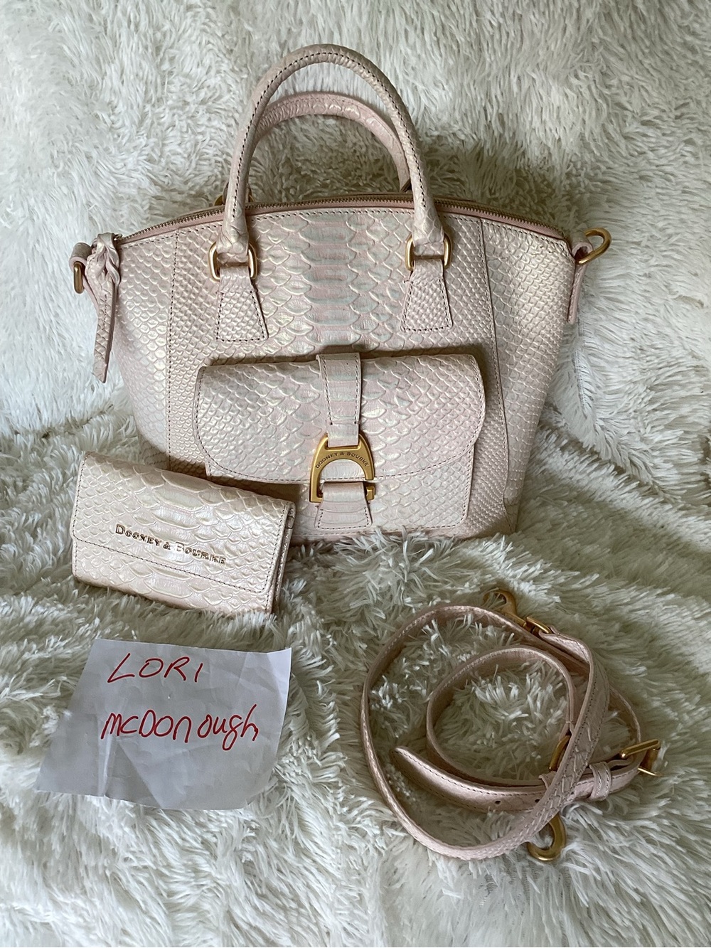 Dooney & Bourke Blush Pink Embossed Leather Satchel with Matching Wallet